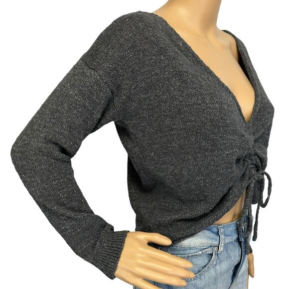 Roxy Rolling Hills Cinched Crop Sweater Gray Size S - Picture 4 of 12